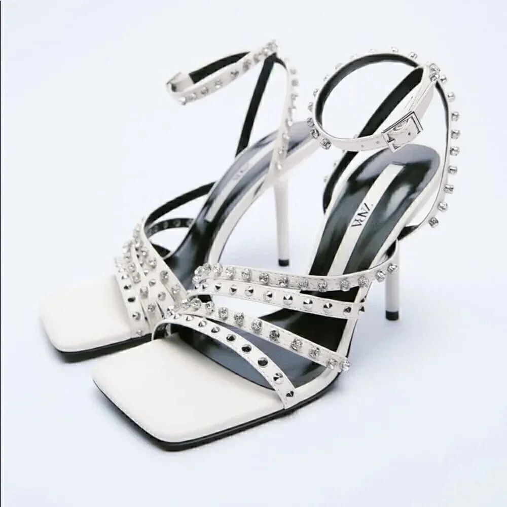 ZARA HIGH-HEEL STUDDED SANDALS